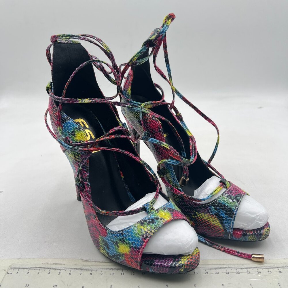 Fsj Multicolor Python Strappy Open-Toe Stiletto H… - image 4
